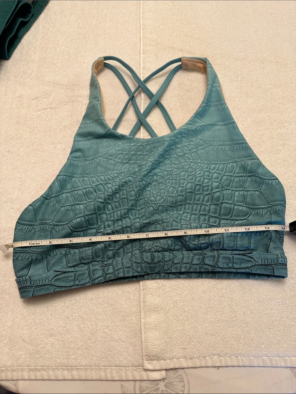 Niyama Sol Teal Croc-Embossed Strappy Sports Bra